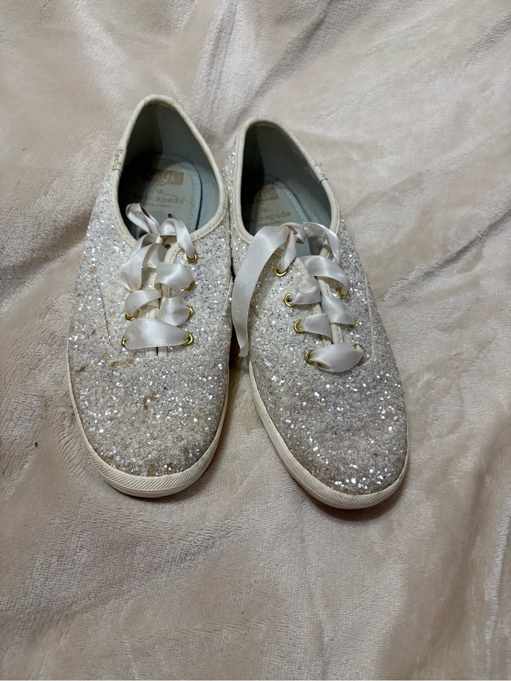 Keds x Kate Spade Bridal Sparkle Cream Glitter Shoes